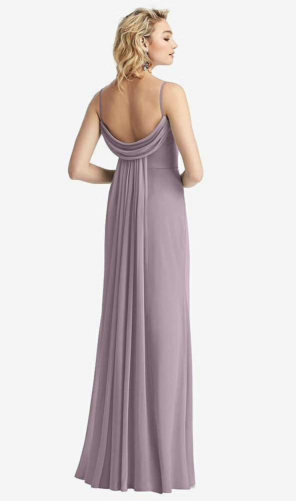 【STYLE: 6815】Shirred Sash Cowl-Back Chiffon Trumpet Gown【COLOR: Lilac Dusk】