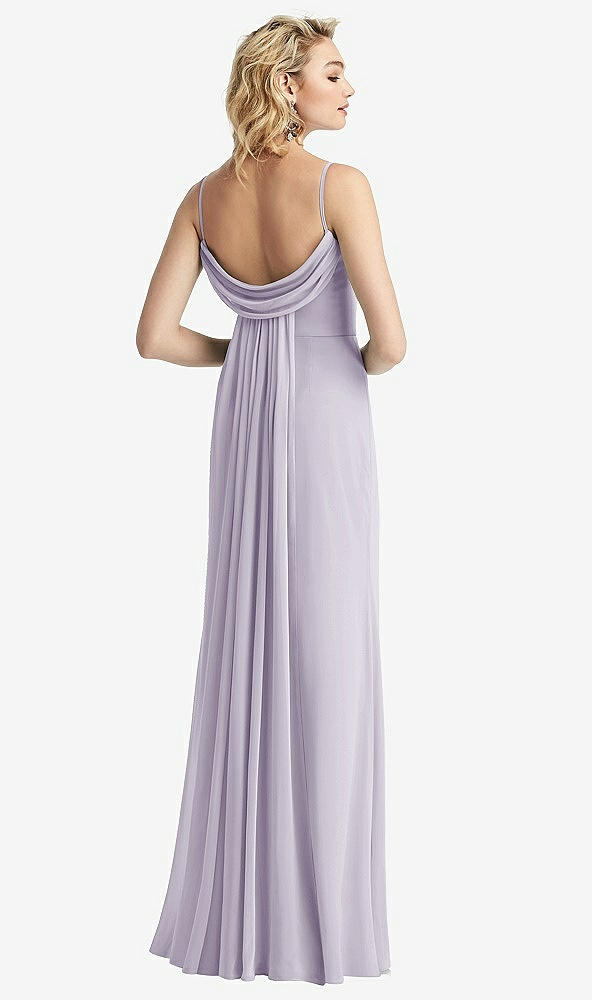 【STYLE: 6815】Shirred Sash Cowl-Back Chiffon Trumpet Gown【COLOR: Moondance】