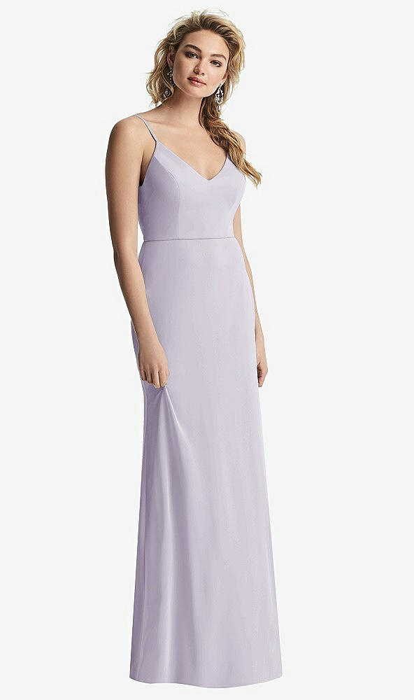 【STYLE: 6815】Shirred Sash Cowl-Back Chiffon Trumpet Gown【COLOR: Moondance】