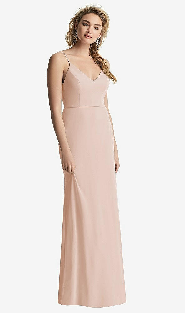 【NEW】【STYLE: 6815】Shirred Sash Cowl-Back Chiffon トランペット ガウン【COLOR: Cameo】【SIZE: 00-30W】