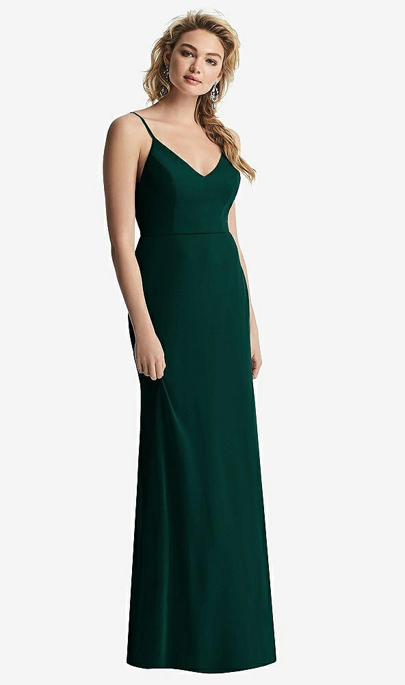 【NEW】【STYLE: 6815】Shirred Sash Cowl-Back Chiffon トランペット ガウン【COLOR: Evergreen】【SIZE: 00-30W】