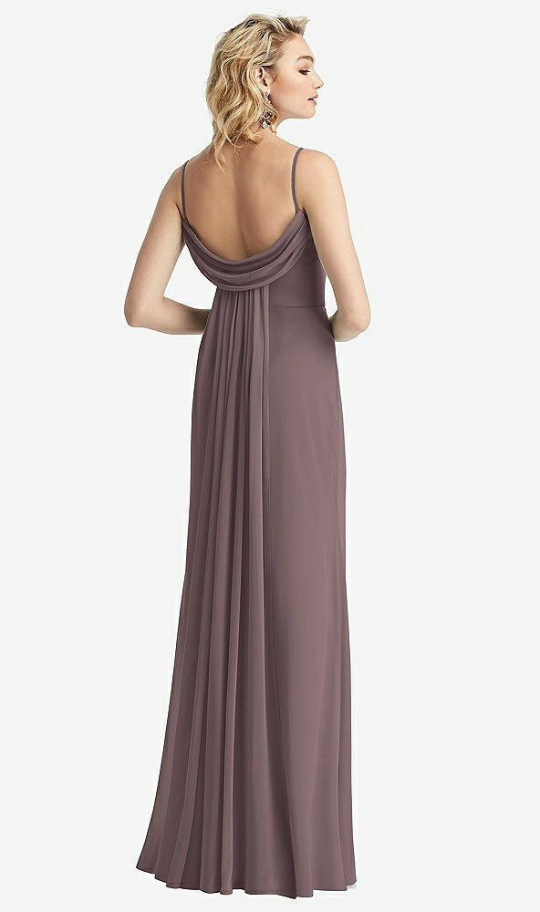 【STYLE: 6815】Shirred Sash Cowl-Back Chiffon Trumpet Gown【COLOR: French Truffle】