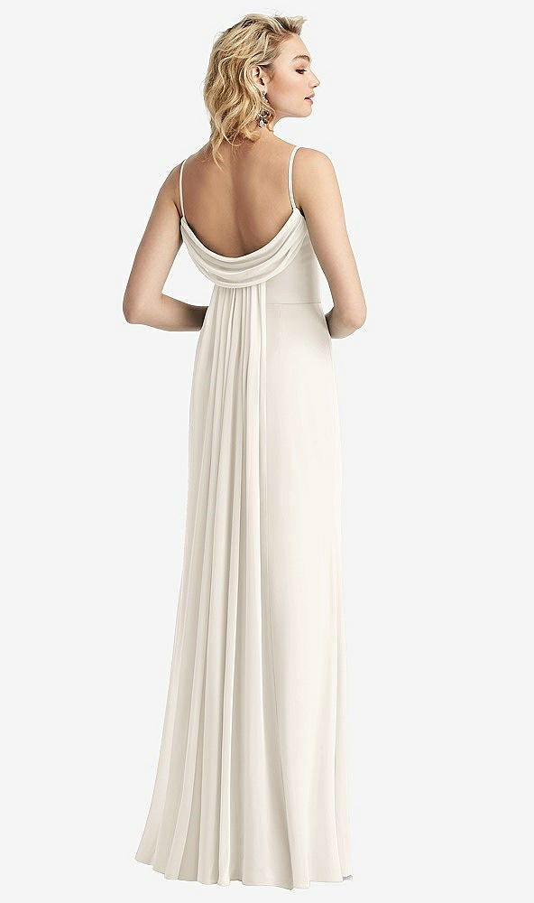 【STYLE: 6815】Shirred Sash Cowl-Back Chiffon Trumpet Gown【COLOR: Ivory】