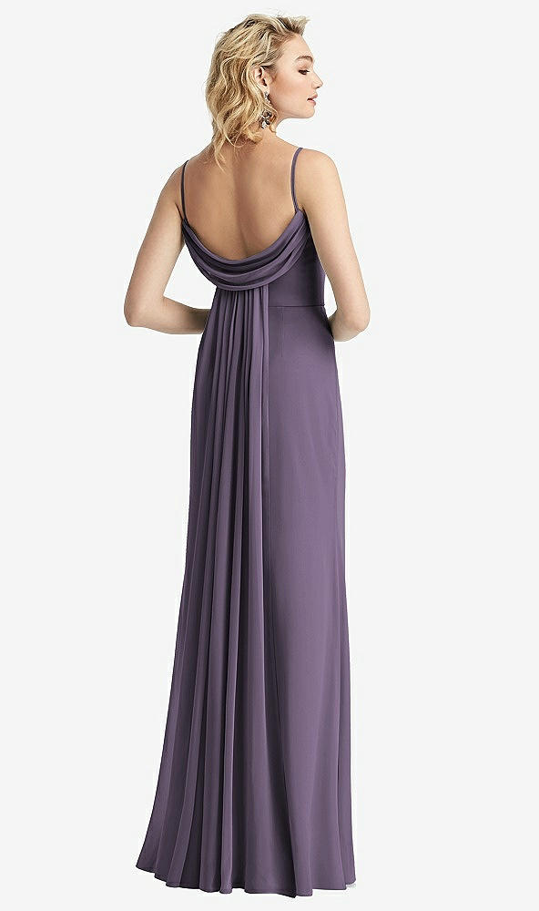 【STYLE: 6815】Shirred Sash Cowl-Back Chiffon Trumpet Gown【COLOR: Lavender】