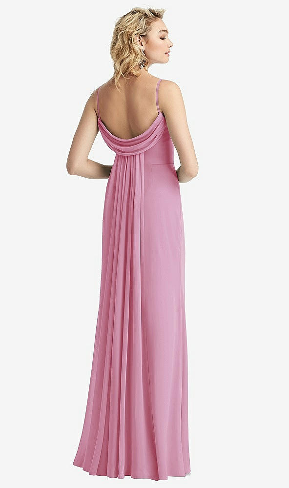 【STYLE: 6815】Shirred Sash Cowl-Back Chiffon Trumpet Gown【COLOR: Powder Pink】