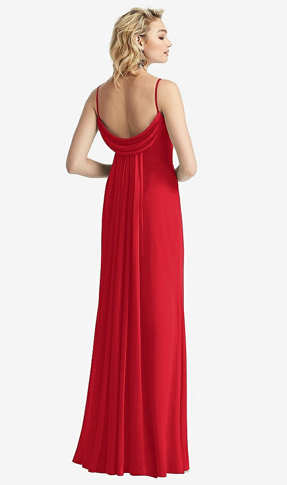 【STYLE: 6815】Shirred Sash Cowl-Back Chiffon Trumpet Gown【COLOR: Parisian Red】