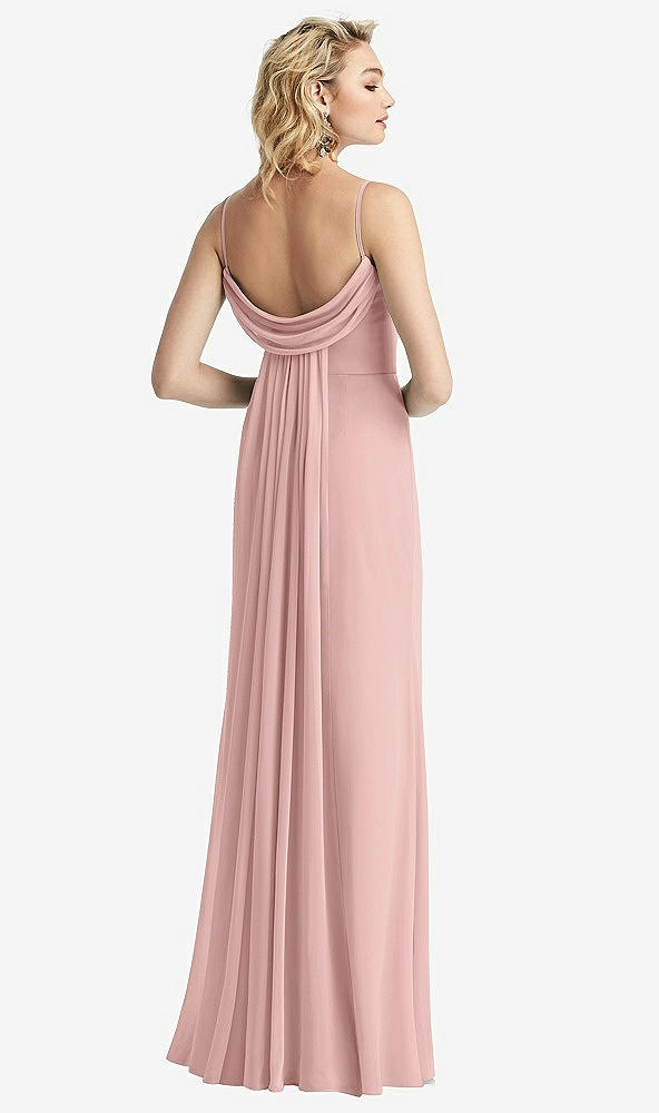 【STYLE: 6815】Shirred Sash Cowl-Back Chiffon Trumpet Gown【COLOR: Rose - PANTONE Rose Quartz】