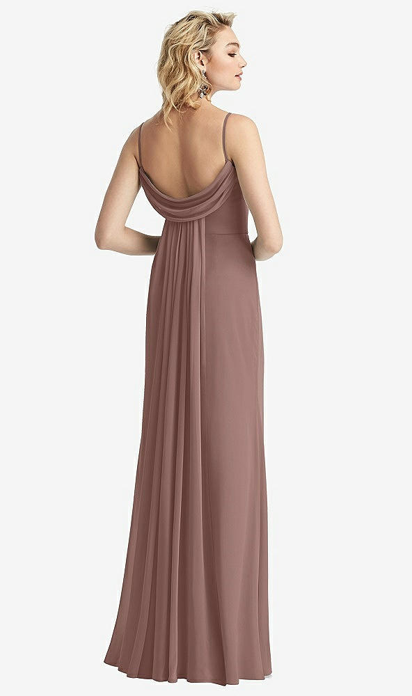【STYLE: 6815】Shirred Sash Cowl-Back Chiffon Trumpet Gown【COLOR: Sienna】