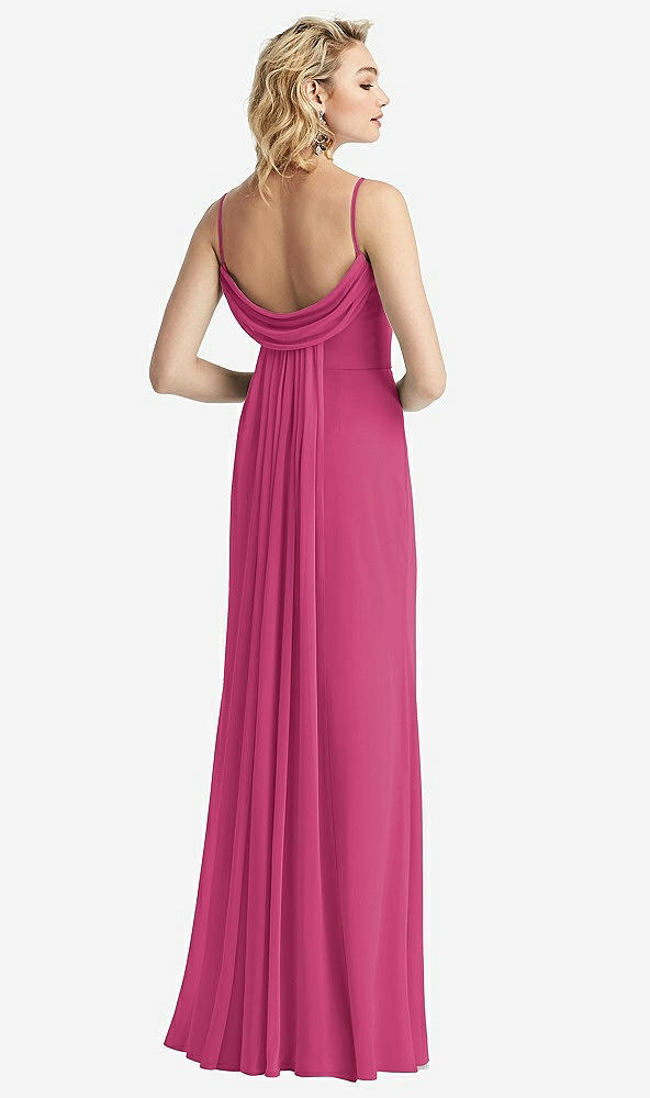 【STYLE: 6815】Shirred Sash Cowl-Back Chiffon Trumpet Gown【COLOR: Tea Rose】