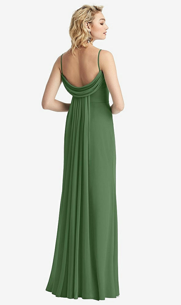 【STYLE: 6815】Shirred Sash Cowl-Back Chiffon Trumpet Gown【COLOR: Vineyard Green】