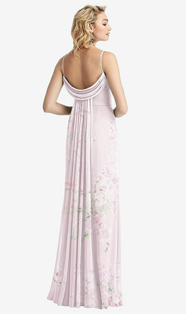 【STYLE: 6815】Shirred Sash Cowl-Back Chiffon Trumpet Gown【COLOR: Watercolor Print】