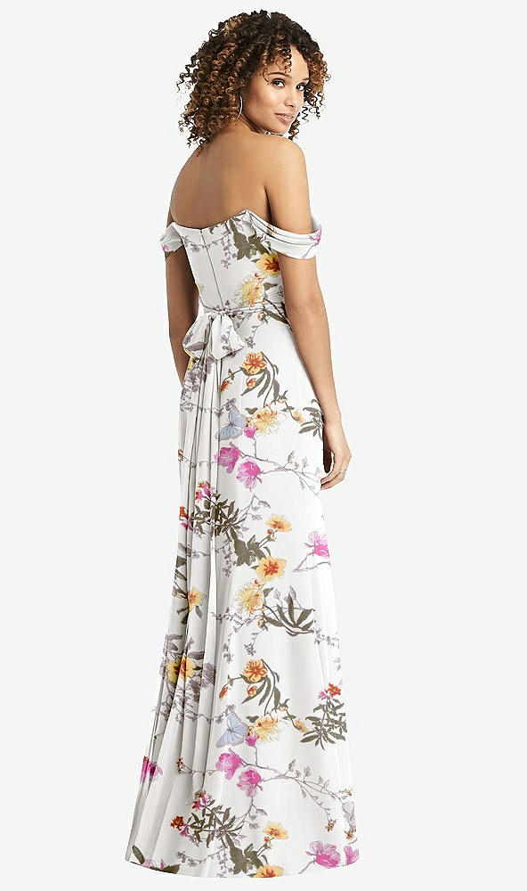 【STYLE: 8193】Off-the-Shoulder Criss Cross Bodice Trumpet Gown【COLOR: Butterfly Botanica Ivory】