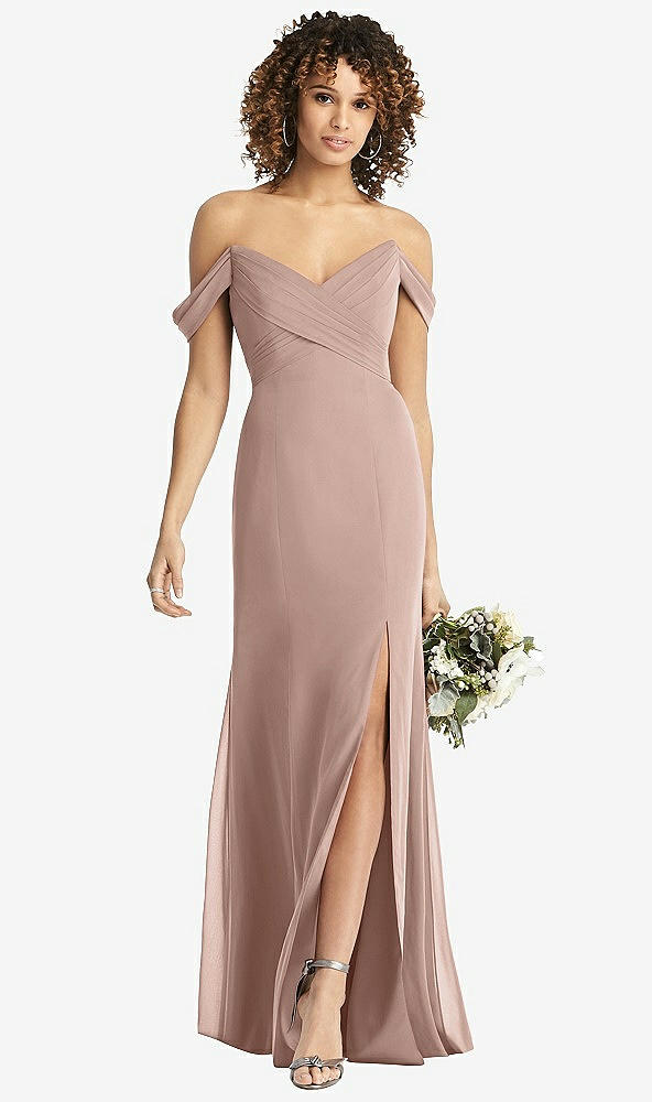 【STYLE: 8193】Off-the-Shoulder Criss Cross Bodice Trumpet Gown【COLOR: Bliss】
