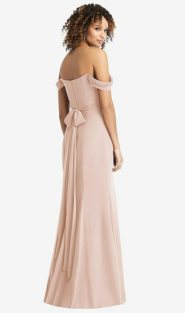 【STYLE: 8193】Off-the-Shoulder Criss Cross Bodice Trumpet Gown【COLOR: Cameo】