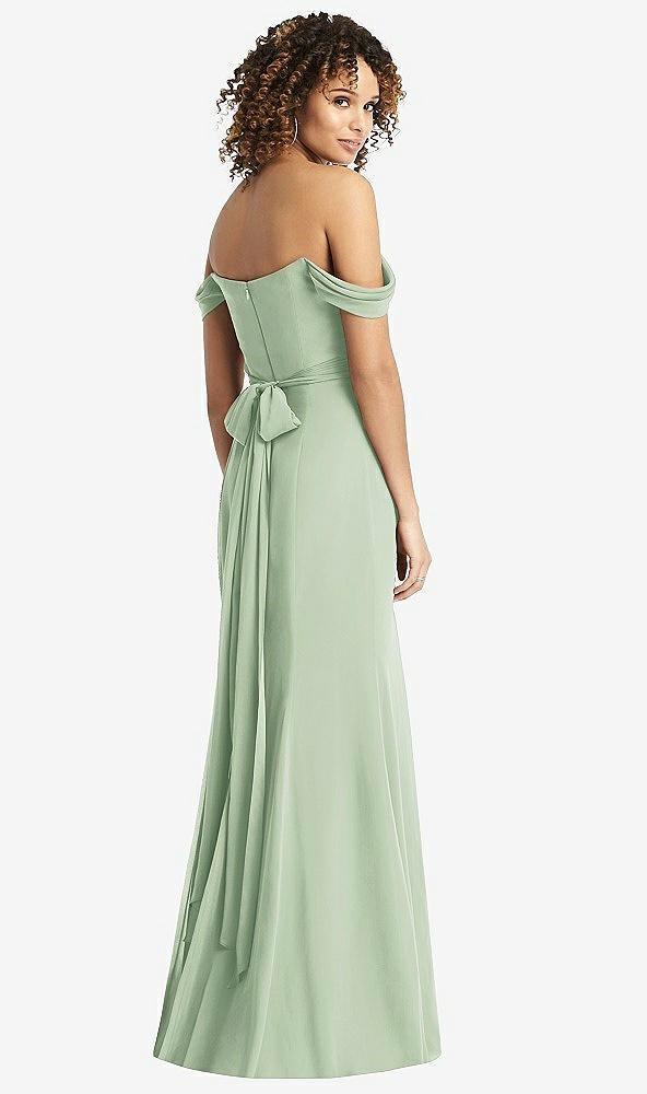 【STYLE: 8193】Off-the-Shoulder Criss Cross Bodice Trumpet Gown【COLOR: Celadon】