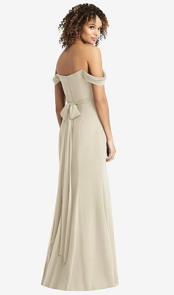 【STYLE: 8193】Off-the-Shoulder Criss Cross Bodice Trumpet Gown【COLOR: Champagne】