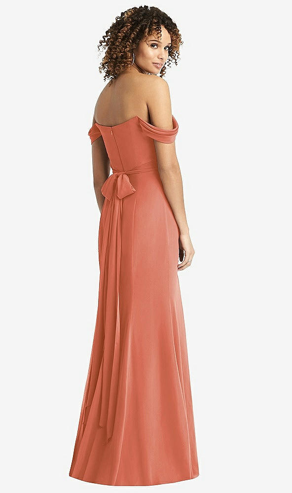 【STYLE: 8193】Off-the-Shoulder Criss Cross Bodice Trumpet Gown【COLOR: Terracotta Copper】
