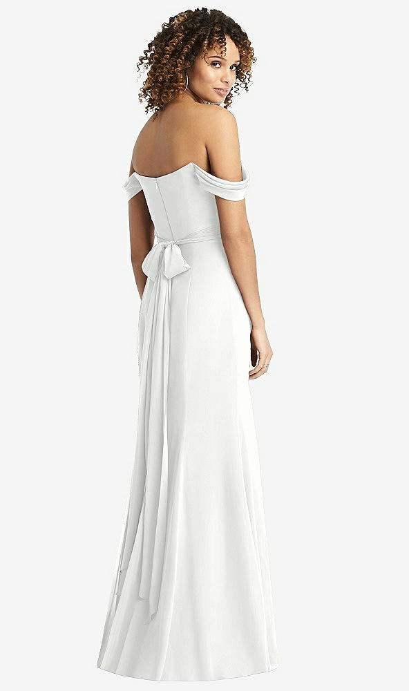 【STYLE: 8193】Off-the-Shoulder Criss Cross Bodice Trumpet Gown【COLOR: White】