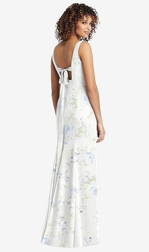 【STYLE: 8194】Sleeveless Tie Back Chiffon Trumpet Gown【COLOR: Bleu Garden】