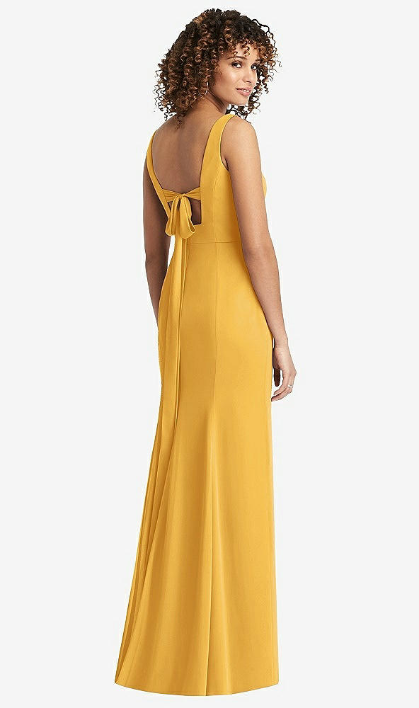 【STYLE: 8194】Sleeveless Tie Back Chiffon Trumpet Gown【COLOR: NYC Yellow】