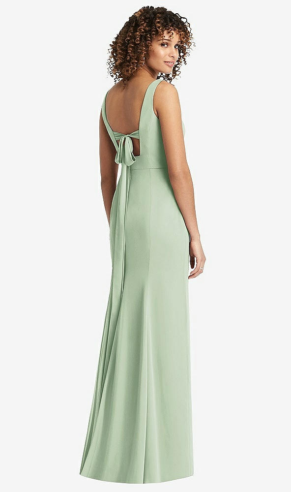 【STYLE: 8194】Sleeveless Tie Back Chiffon Trumpet Gown【COLOR: Celadon】