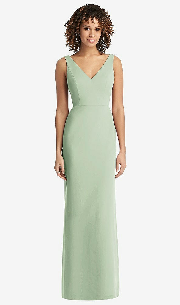 【STYLE: 8194】Sleeveless Tie Back Chiffon Trumpet Gown【COLOR: Celadon】