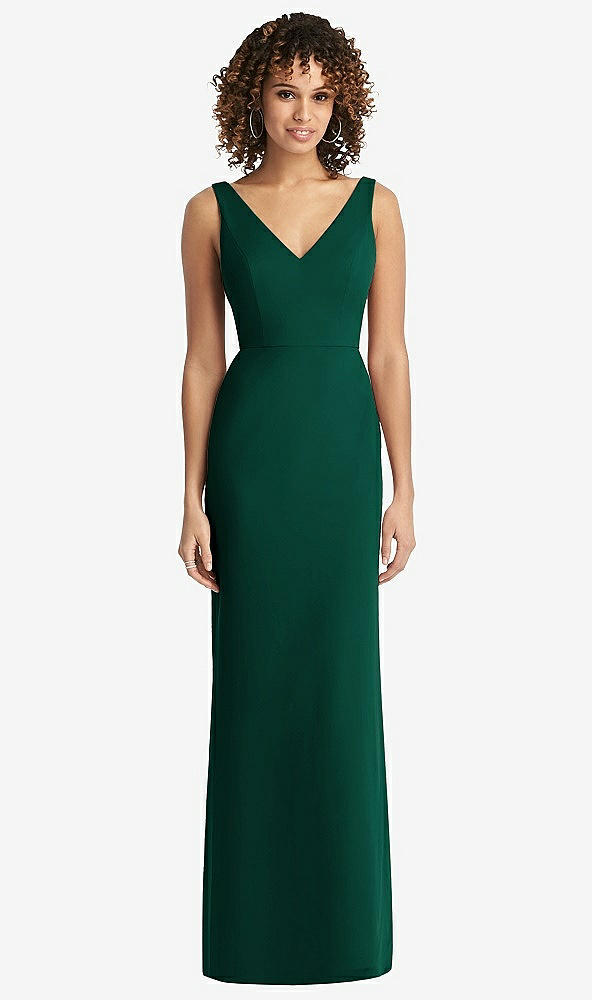 【STYLE: 8194】Sleeveless Tie Back Chiffon Trumpet Gown【COLOR: Hunter Green】