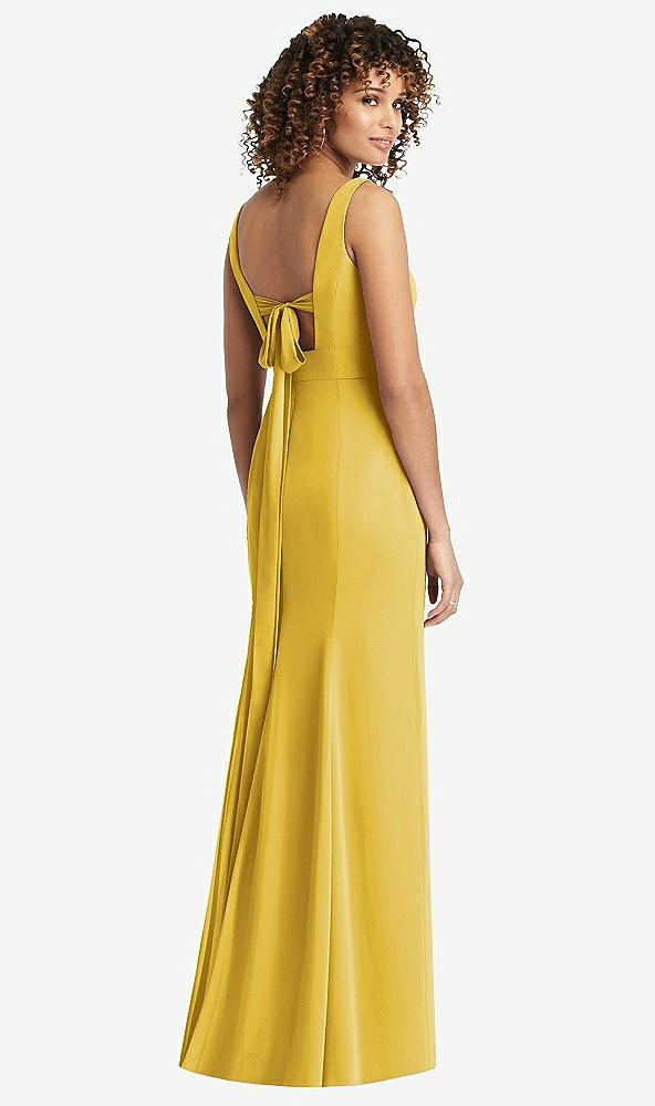 【STYLE: 8194】Sleeveless Tie Back Chiffon Trumpet Gown【COLOR: Marigold】