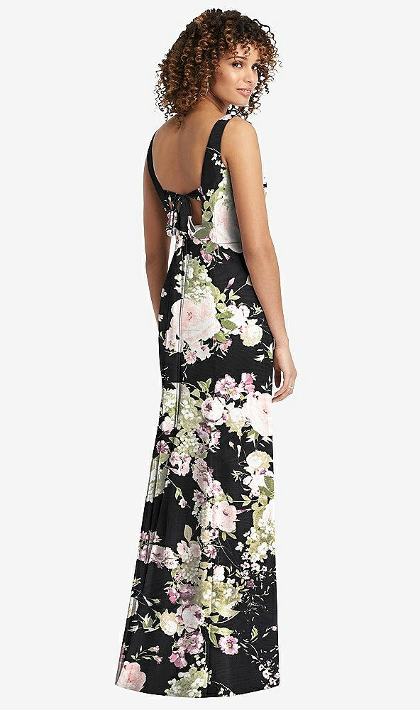 【STYLE: 8194】Sleeveless Tie Back Chiffon Trumpet Gown【COLOR: Noir Garden】