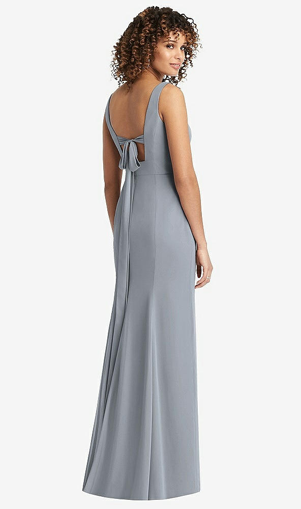 【STYLE: 8194】Sleeveless Tie Back Chiffon Trumpet Gown【COLOR: Platinum】