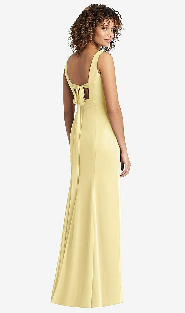 【STYLE: 8194】Sleeveless Tie Back Chiffon Trumpet Gown【COLOR: Pale Yellow】