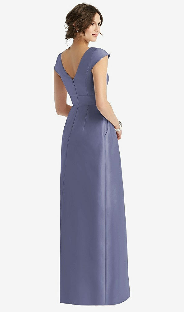 【STYLE: D767】Cap Sleeve Pleated Skirt Dress with Pockets【COLOR: French Blue】