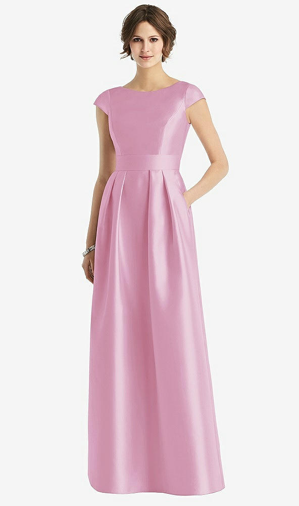 【STYLE: D767】Cap Sleeve Pleated Skirt Dress with Pockets【COLOR: Powder Pink】