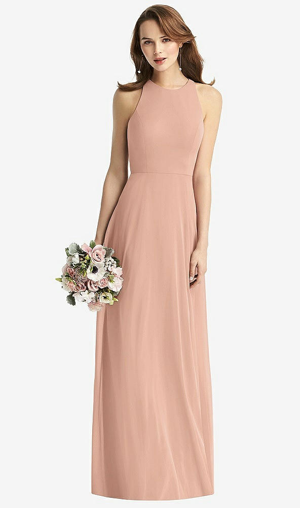 【STYLE: TH011】Sleeveless Halter Chiffon Maxi Dress【COLOR: Pale Peach】