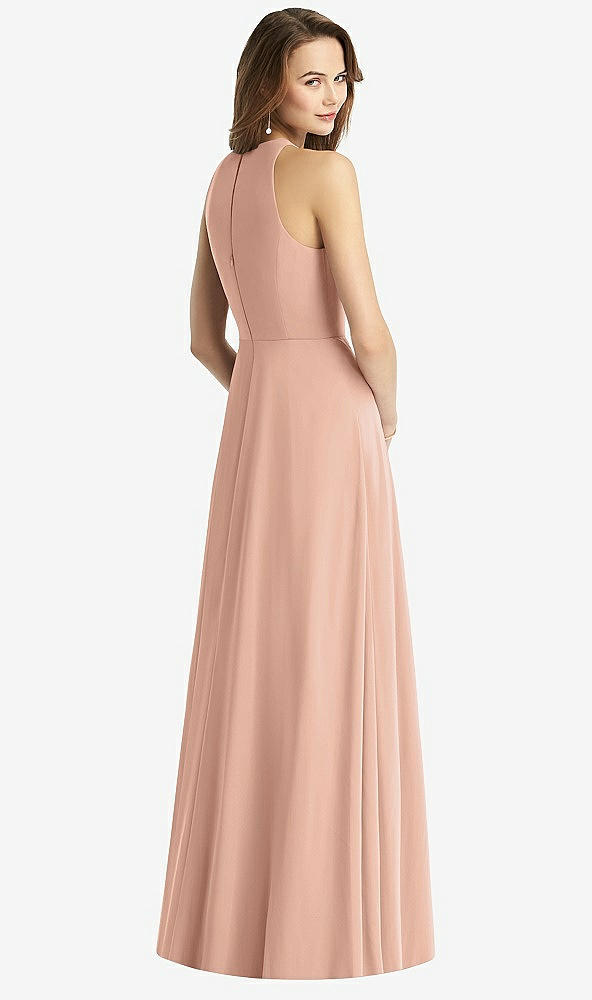 【STYLE: TH011】Sleeveless Halter Chiffon Maxi Dress【COLOR: Pale Peach】