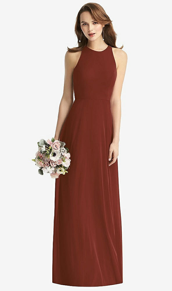 【STYLE: TH011】Sleeveless Halter Chiffon Maxi Dress【COLOR: Auburn Moon】