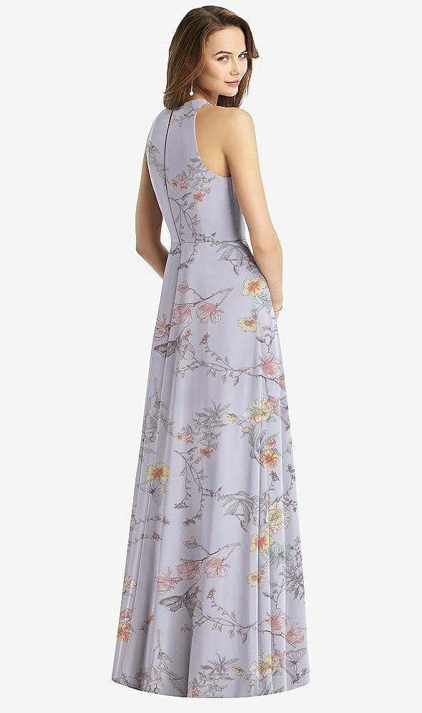【STYLE: TH011】Sleeveless Halter Chiffon Maxi Dress【COLOR: Butterfly Botanica Silver Dove】