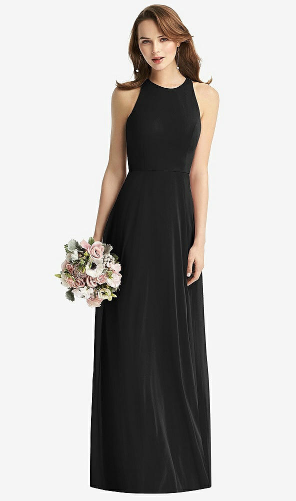 【STYLE: TH011】Sleeveless Halter Chiffon Maxi Dress【COLOR: Black】