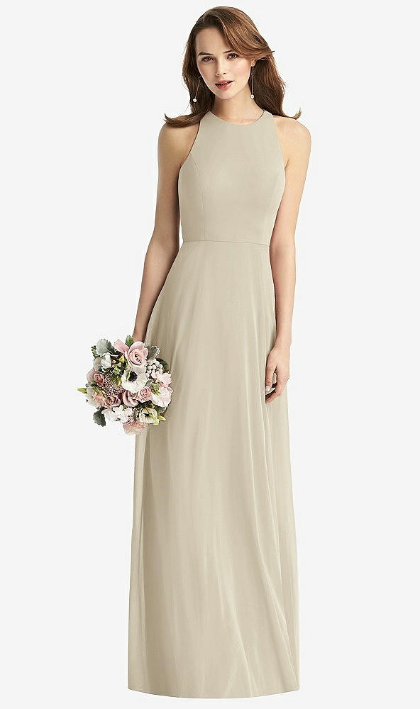 【STYLE: TH011】Sleeveless Halter Chiffon Maxi Dress【COLOR: Champagne】