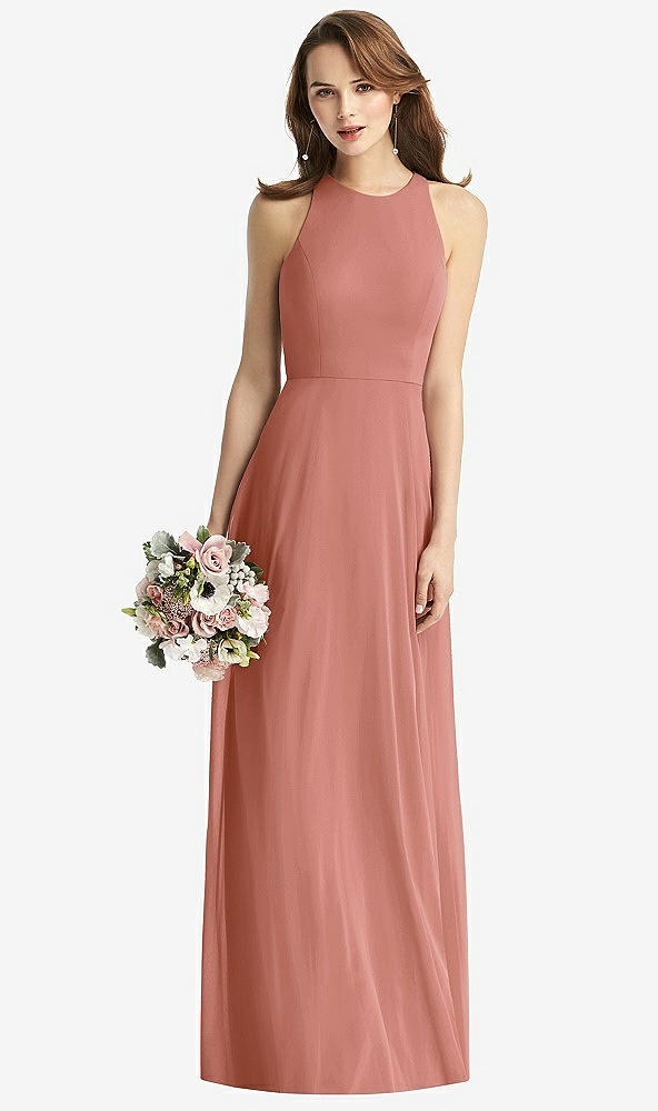 【STYLE: TH011】Sleeveless Halter Chiffon Maxi Dress【COLOR: Desert Rose】