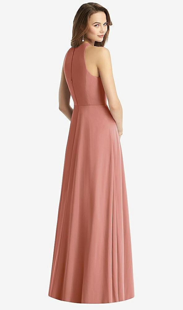 【STYLE: TH011】Sleeveless Halter Chiffon Maxi Dress【COLOR: Desert Rose】