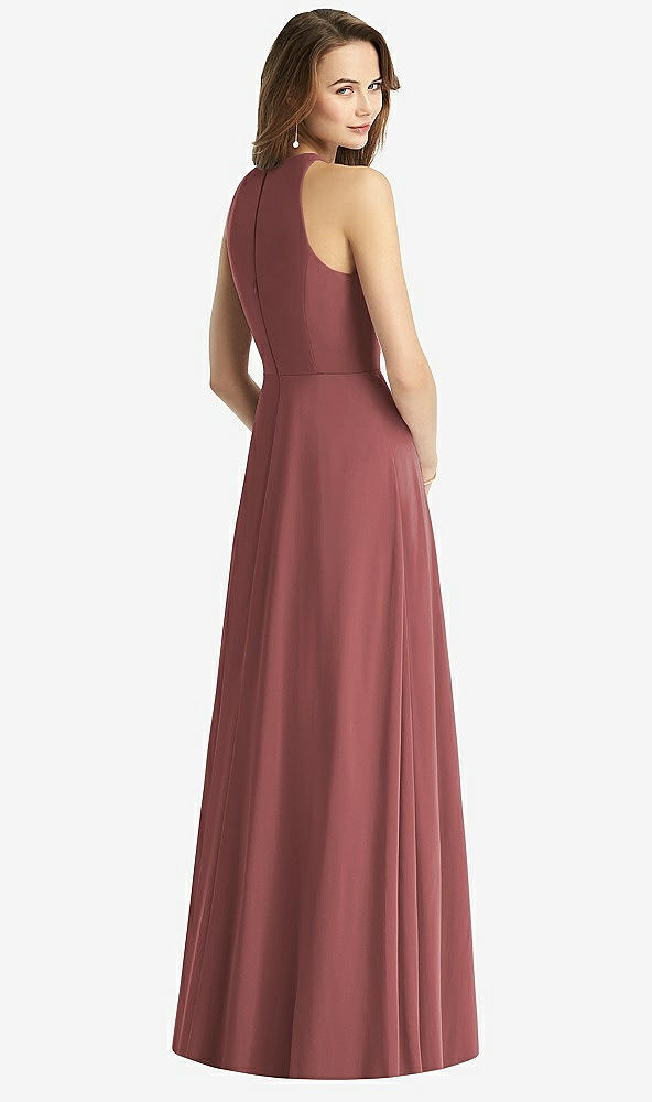【STYLE: TH011】Sleeveless Halter Chiffon Maxi Dress【COLOR: English Rose】