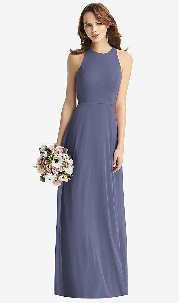 【STYLE: TH011】Sleeveless Halter Chiffon Maxi Dress【COLOR: French Blue】