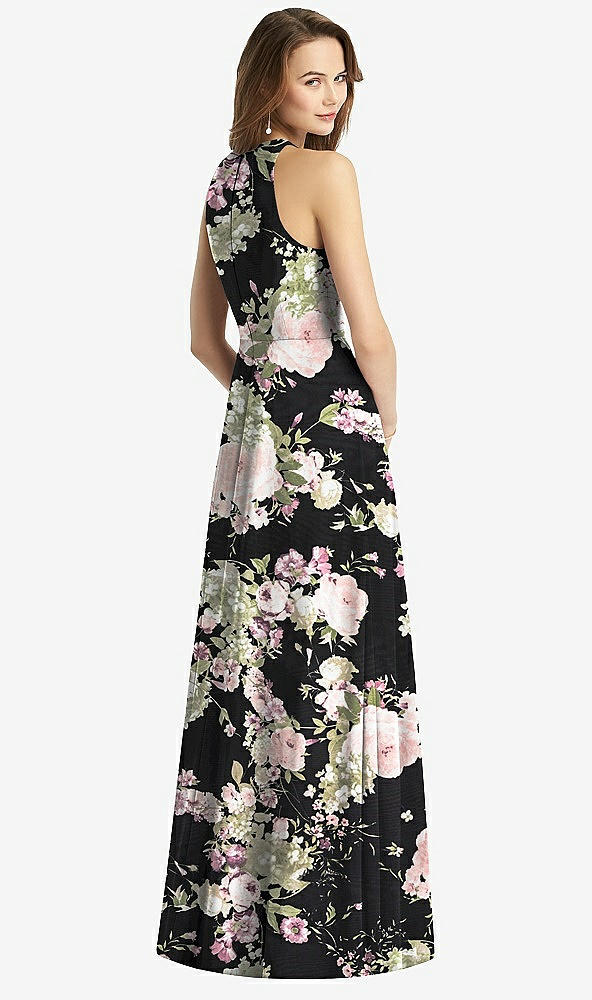 【NEW】【STYLE: TH011】ノースリーブ ホルター シフォン マキシ ドレス【COLOR: Noir Garden】【SIZE: 00-30W】