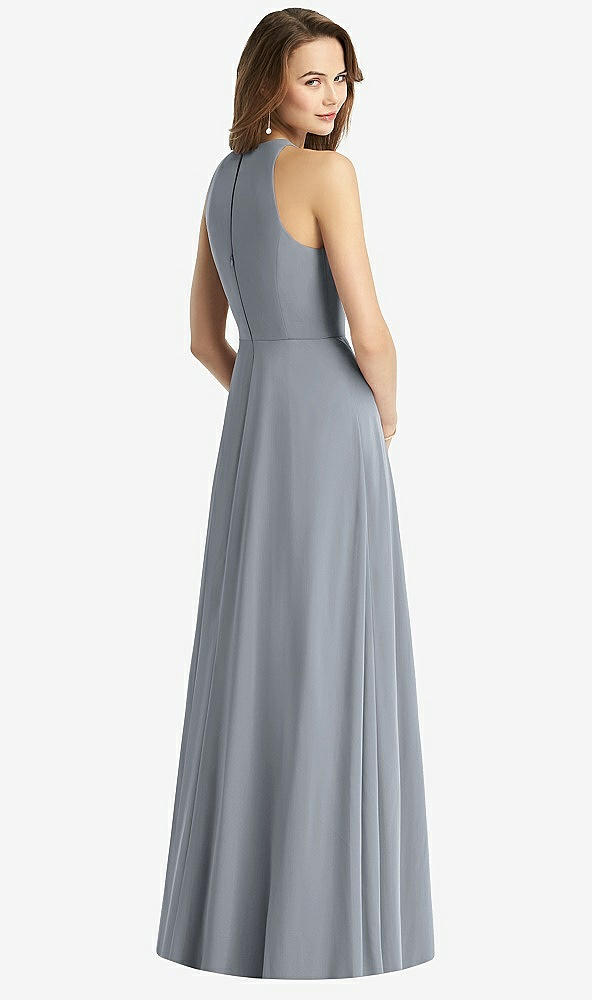 【STYLE: TH011】Sleeveless Halter Chiffon Maxi Dress【COLOR: Platinum】