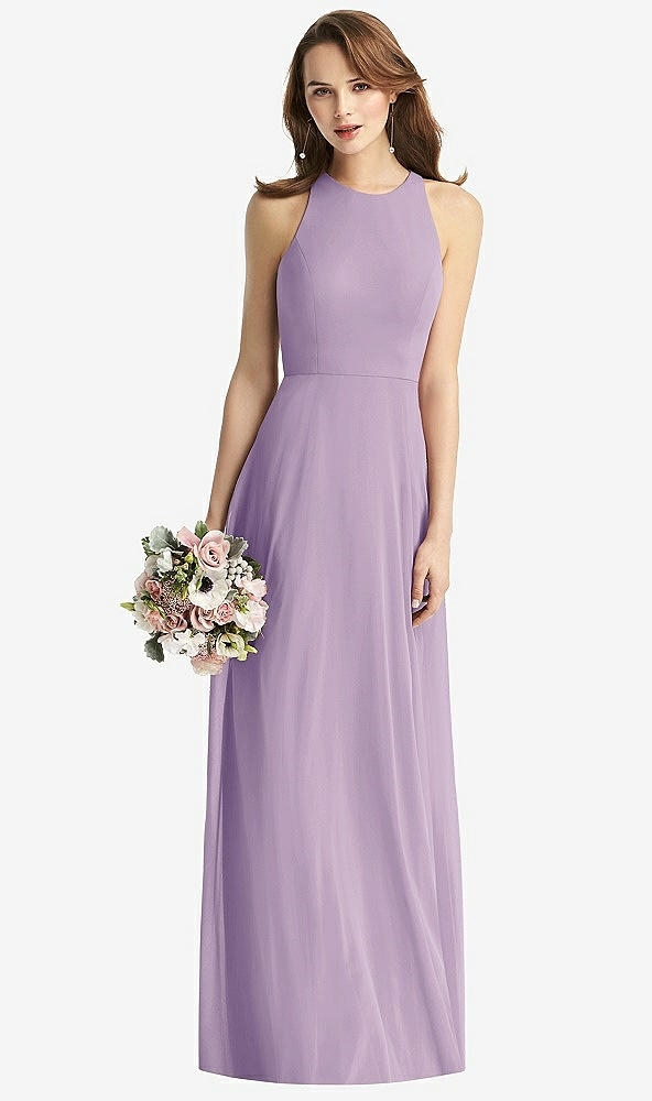 【STYLE: TH011】Sleeveless Halter Chiffon Maxi Dress【COLOR: Pale Purple】