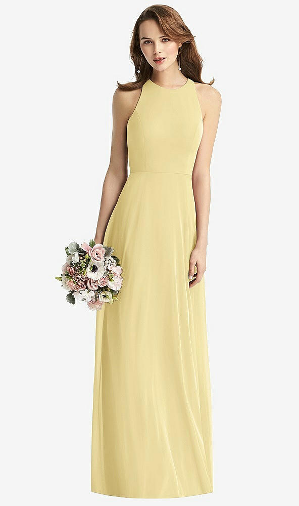 【STYLE: TH011】Sleeveless Halter Chiffon Maxi Dress【COLOR: Pale Yellow】