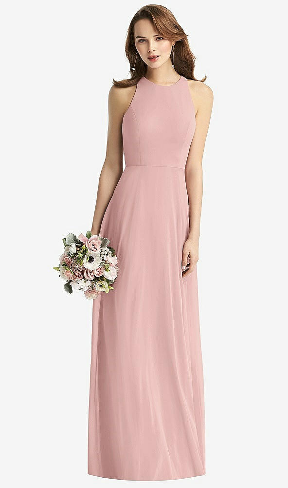 【STYLE: TH011】Sleeveless Halter Chiffon Maxi Dress【COLOR: Rose - PANTONE Rose Quartz】