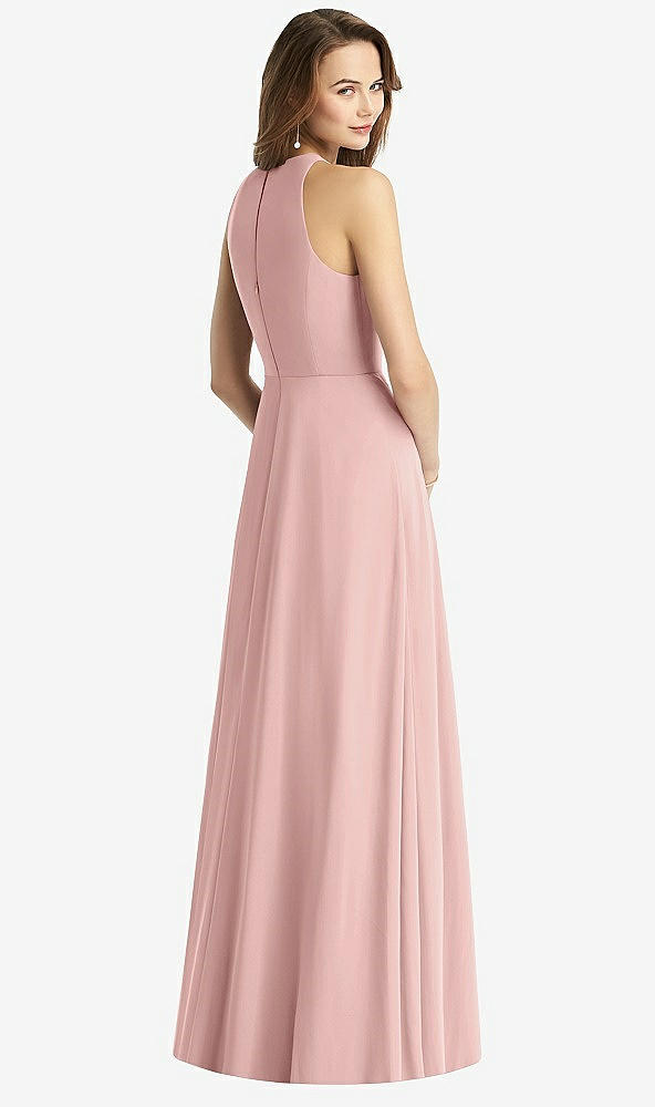 【STYLE: TH011】Sleeveless Halter Chiffon Maxi Dress【COLOR: Rose - PANTONE Rose Quartz】