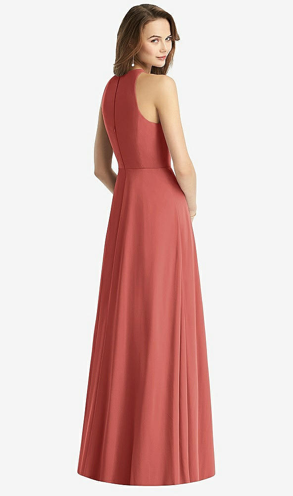 【STYLE: TH011】Sleeveless Halter Chiffon Maxi Dress【COLOR: Coral Pink】